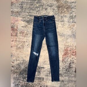 American Eagle Super High Rise, Super Super Stretch Distressed Jeggings